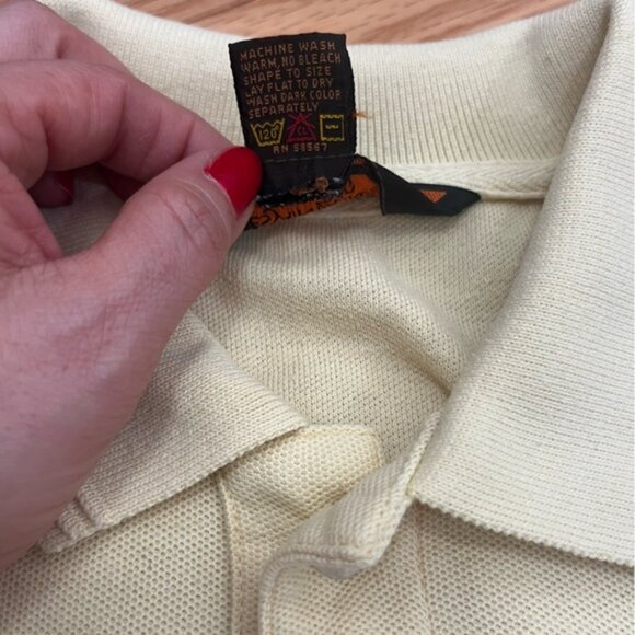 Vintage ves aint aurent portswear ellow 00 otton olo hirt - Picture 7 of 11